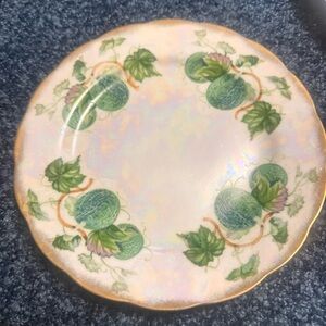 Tractr Elegant Plate with Green and Gold Accents